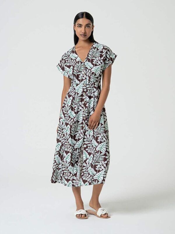 Vestido viscosa lino estampado