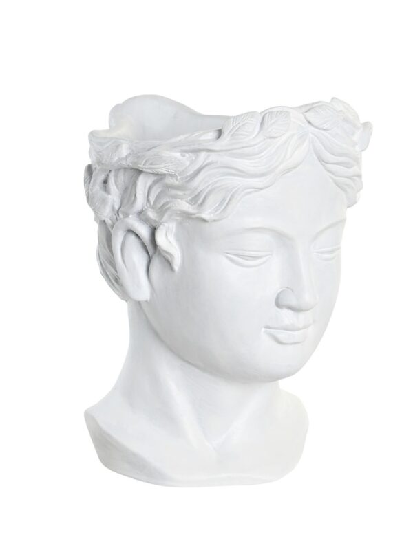 Macetero cemento blanco cabeza mujer