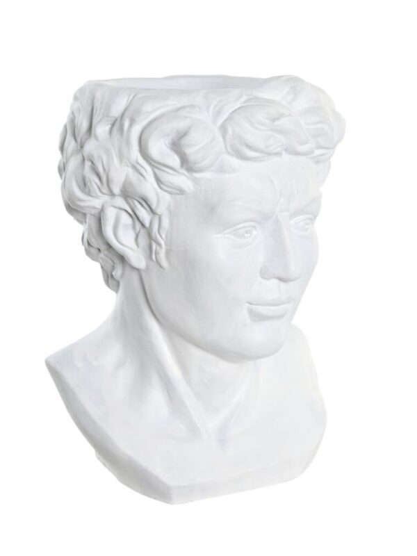 Macetero cemento blanco cabeza hombre