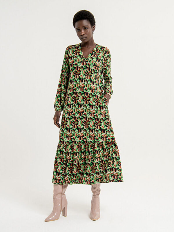 Vestido Largo Estampado Verde