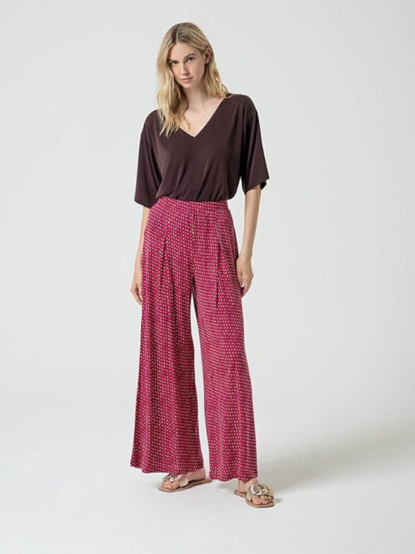 Pantalón ancho tencel fucsia
