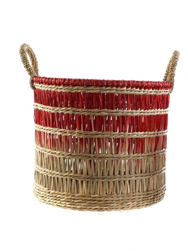 Cesto Fibras Naturales Rojo