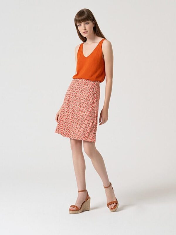 Falda viscosa estampada coral