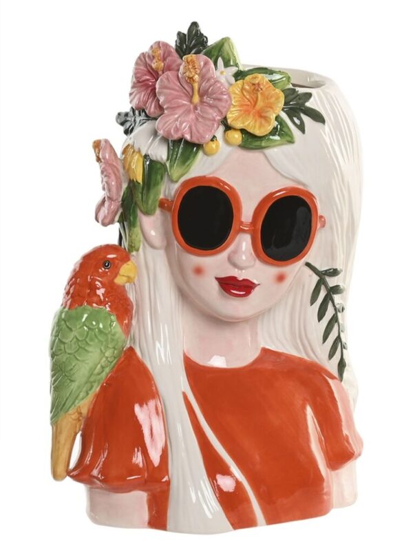 Macetero busto chica gafas naranjas