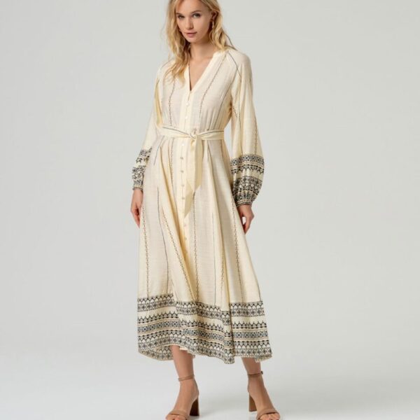 Vestido camisero largo Crudo