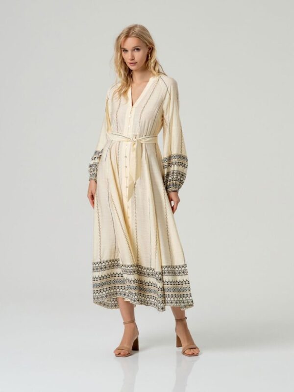 Vestido camisero largo Crudo