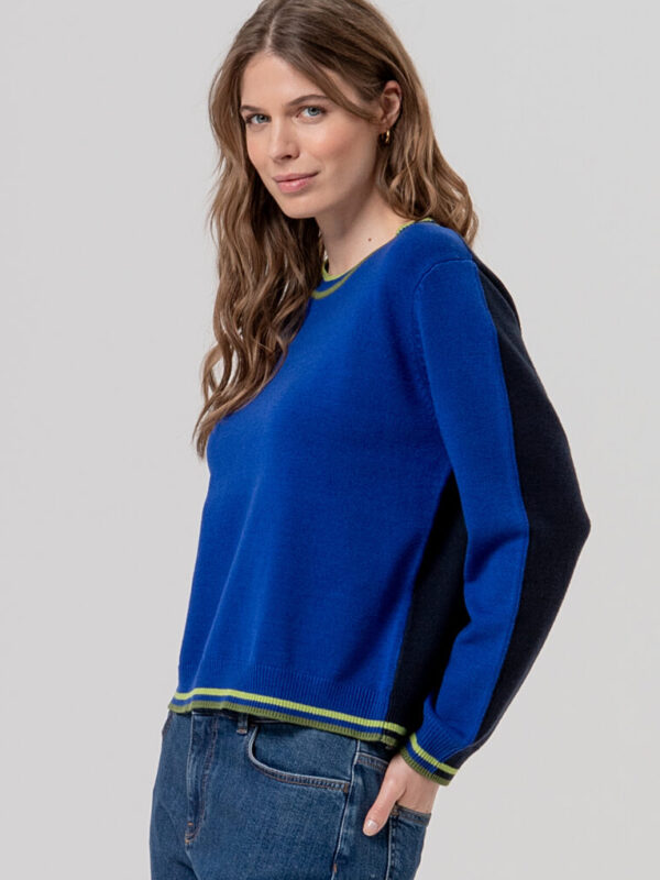 JERSEY DE CUELLO REDONDO DE DOS COLORES AZUL