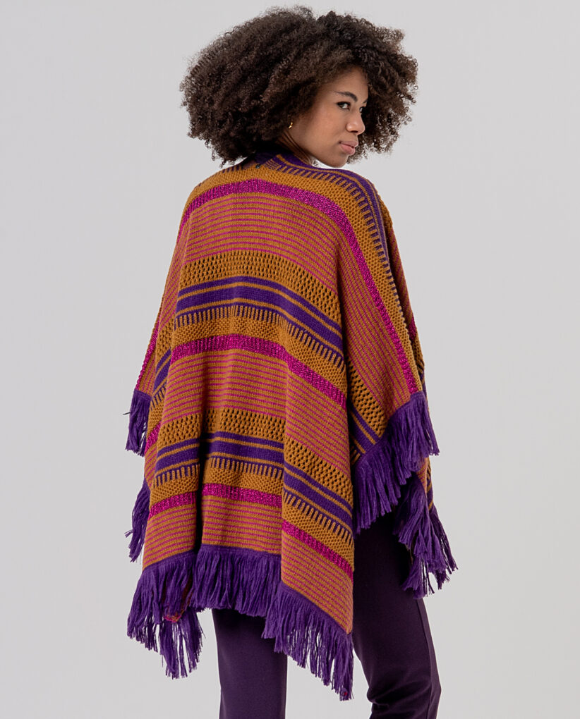 PONCHO DE RAYAS NARANJA