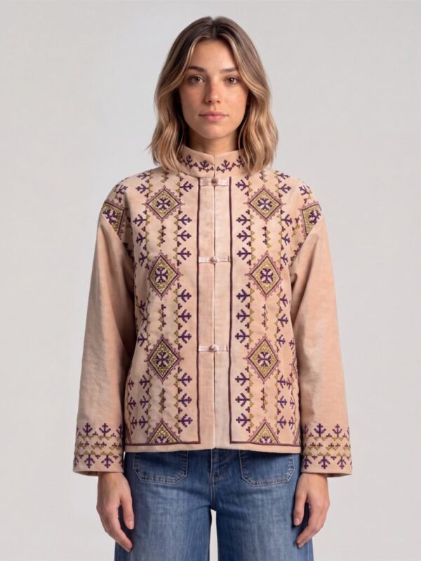 CHAQUETA BORDADA ROSA EMPOLVADO